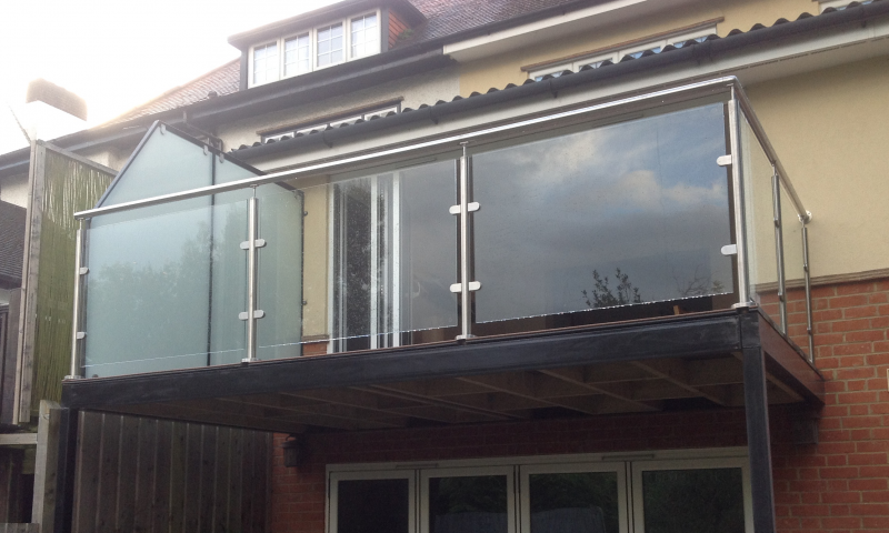 A domestic, glass balcony