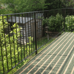 A metal railing balcony