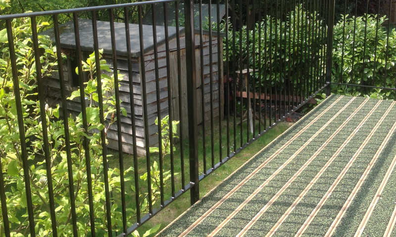 A metal railing balcony
